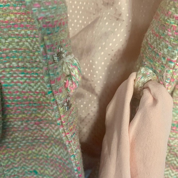 BCBG Maxazaria Pink Silk Tweed Silk Tie Blazer Size XS - Picture 6 of 8